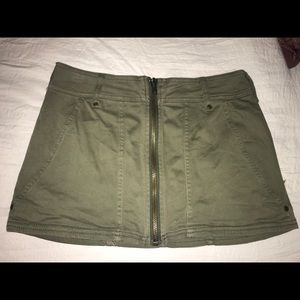 Free People zip up army green mini skirt